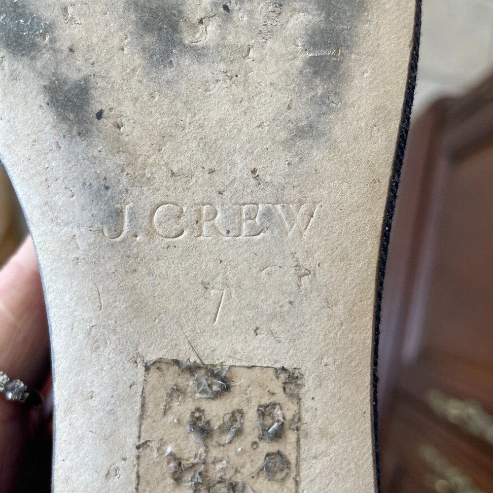 J CREW STRIPED DENIM WEDGES NAVY IVORY E7656 SZ 7 - Picture 12 of 12